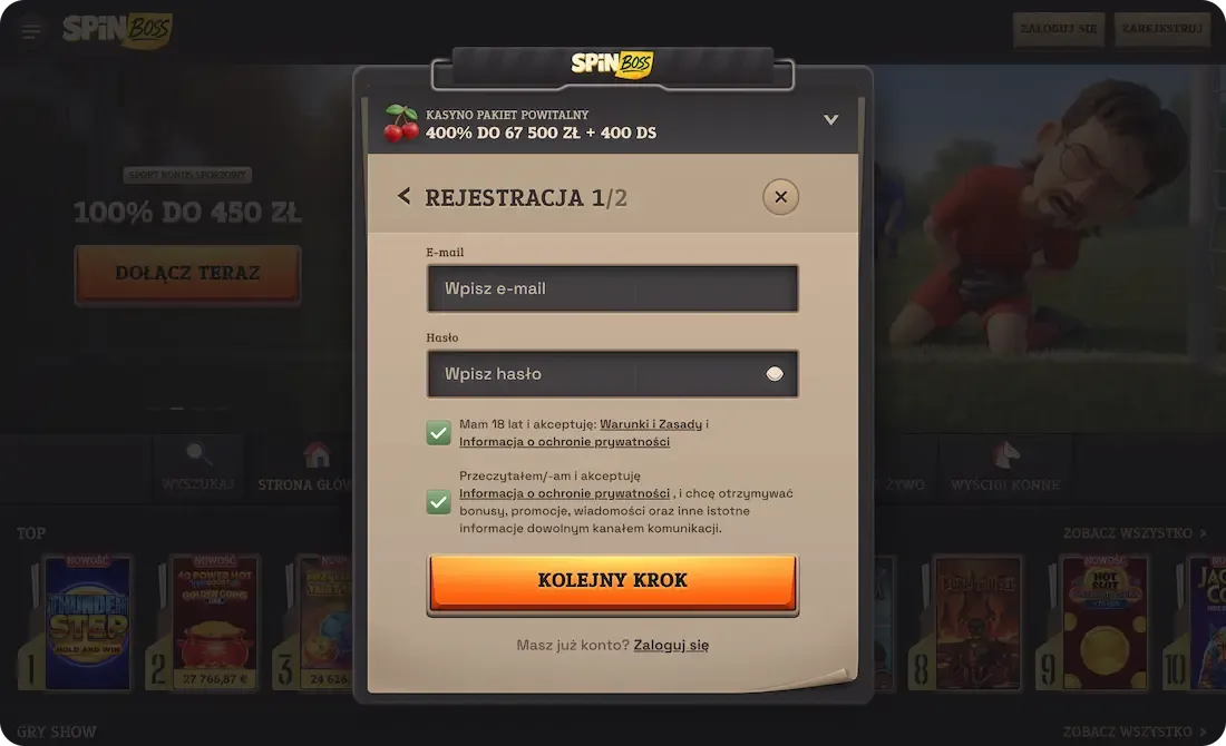 Spinboss Casino rejestracja